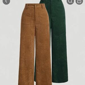 Stylish Wide Leg Pants in Brown and Green